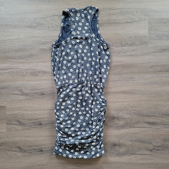 Anthropologie Sundry Navy Daisy Ruched Racerback Tank Dress Size 1/Small - Picture 8 of 10